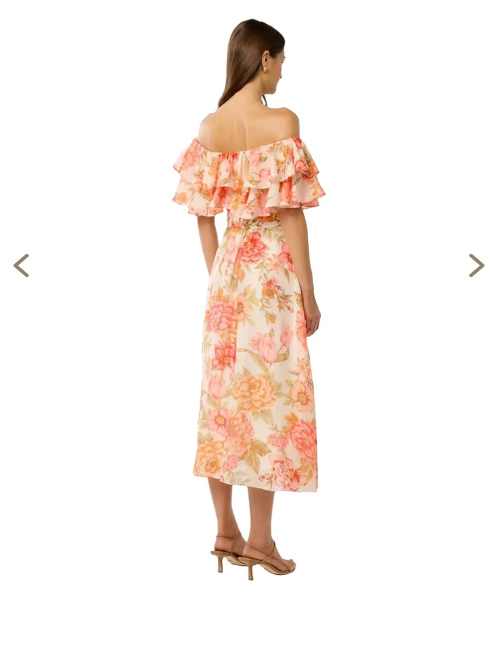 forever new Ruffle Off-Shoulder Dress in Peach - Picture 5 of 6